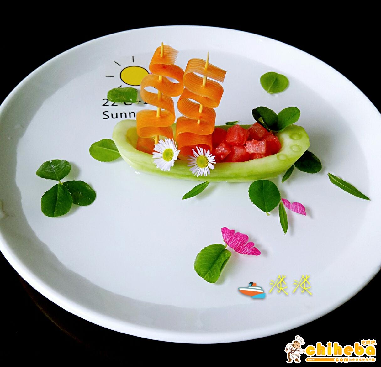 ⛵创意蔬菜盘饰摆盘拼盘(黄瓜小船)的做法 步骤14